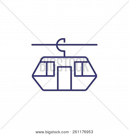 Funicular Line Icon. Rope Way, Cable Way, Gondola Car. Transport Concept. Vector Illustration Can Be