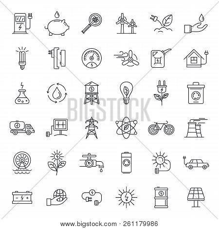 Ecology Day Icon Set. Outline Set Of Ecology Day Vector Icons For Web Design Isolated On White Backg
