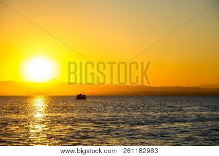 Sailing At Sunset In The Lagoon 