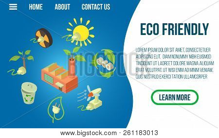 Eco Friendly Concept Banner. Isometric Banner Of Eco Friendly Vector Concept For Web, Giftcard And P