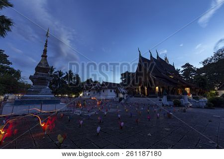 Wat Xieng Thong Near The End Of Buddhist Lent In Luang Prabang, Laos.