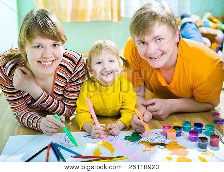 Familie Mather Vater und Kind zeichnen