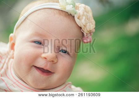 Happy Little Baby Smiling. Happy Newborn Baby. Adorable Little Girl Smile. Parenting Time. Happy Chi