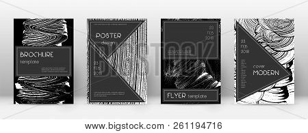 Cover Page Design Template. Black Brochure Layout. Beauteous Trendy Abstract Cover Page. Black And W