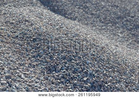 Breakstone Background. Road Gravel. Gravel Texture. Crushed Gravel Background. Piles Of Limestone Ro
