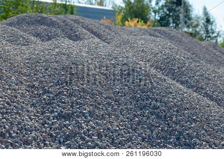 Breakstone Background. Road Gravel. Gravel Texture. Crushed Gravel Background. Piles Of Limestone Ro