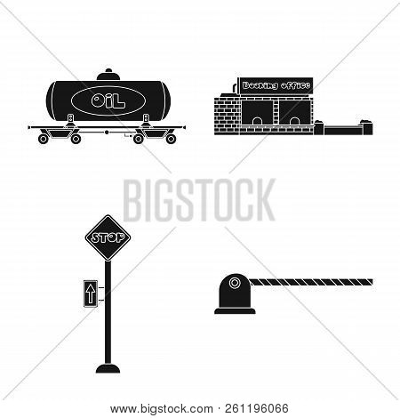 Vector Illustration Of Train And Station Icon. Set Of Train And Ticket Vector Icon For Stock.