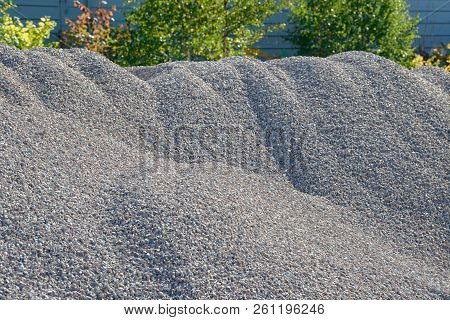 Breakstone Background. Road Gravel. Gravel Texture. Crushed Gravel Background. Piles Of Limestone Ro