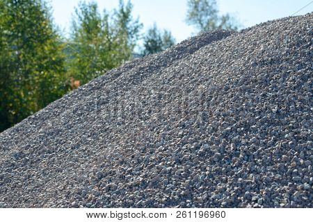 Breakstone Background. Road Gravel. Gravel Texture. Crushed Gravel Background. Piles Of Limestone Ro