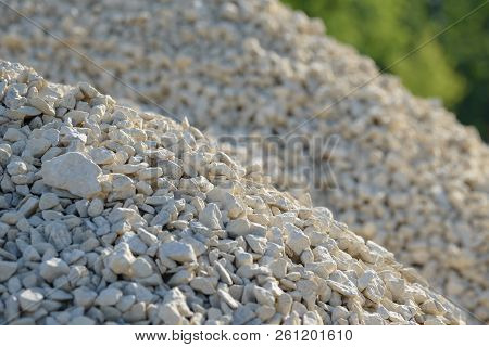 Breakstone Background. Road Gravel. Gravel Texture. Crushed Gravel Background. Piles Of Limestone Ro