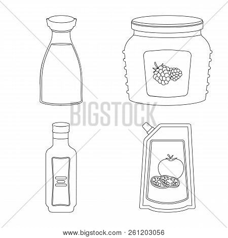 Vector Illustration Of Can And Food Logo. Set Of Can And Package Vector Icon For Stock.