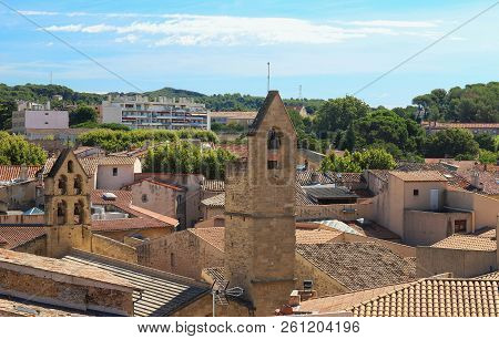 View Of Salon De Provence With Typical Bell Towers, France.