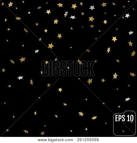 Vector Background With 3D Gold Stars. Glitter Pattern For Banner