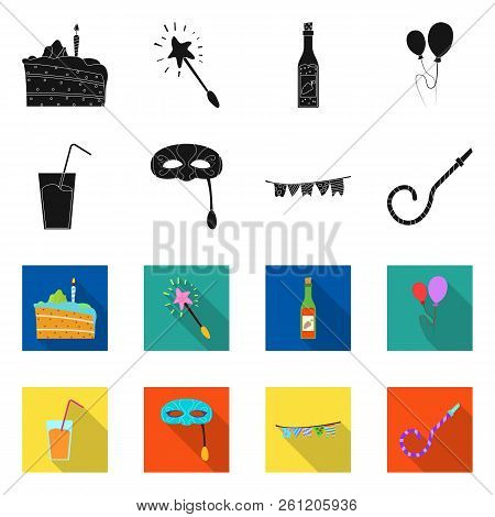 Vector Design Of Party And Birthday Logo. Set Of Party And Celebration Stock Vector Illustration.