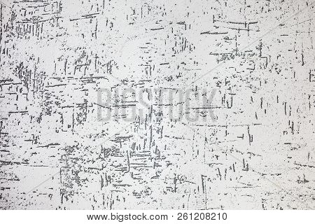 Gray Decorative Bark Beetle Bug Plaster Texture With Imitation Of Trunk With Trace For Modern Loft I