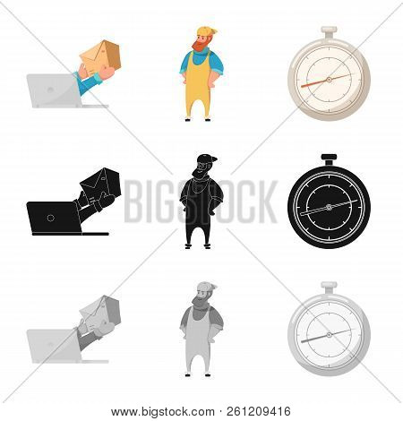 Vector Illustration Of Goods And Cargo Sign. Set Of Goods And Warehouse Stock Symbol For Web.