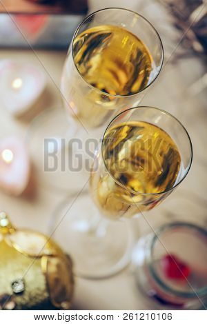 Champagne Glass Heart Candle Table Studio Quality