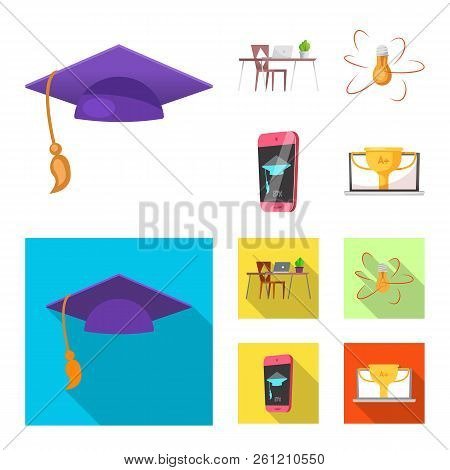 Vector Design Of Education And Learning Icon. Collection Of Education And School Vector Icon For Sto