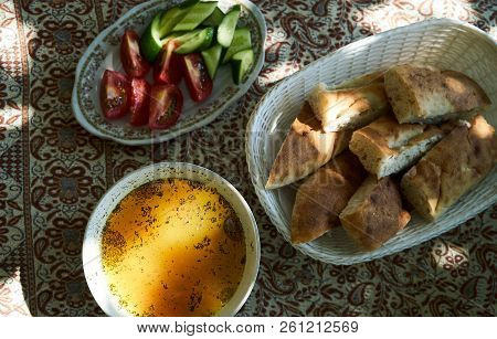 Traditional Azerbaijan Dushbere Soup With Meat Dumplings