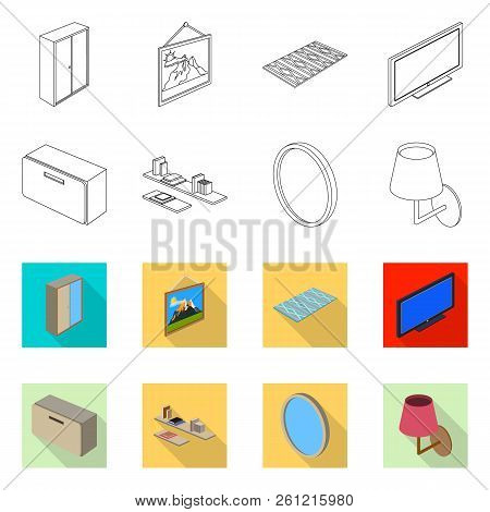 Vector Illustration Of Bedroom And Room Logo. Collection Of Bedroom And Furniture Stock Symbol For W
