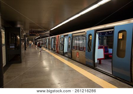 Lisbon Portugal. 16 April 2018. Rato Metro Station In Lisbon.lisbon, Portugal. Photography By Ricard