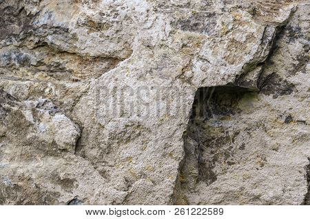 Rough Fieldstone Part Of The Wall Of A Rockport Lime Kiln