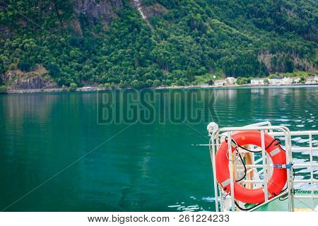 Tourism Vacation And Travel. Mountains Landscape And Fjord In Norway Scandinavia Europe. Norddalsfjo