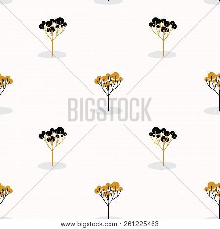 Stylized Single Tree Wood Repeating Seamless Pattern Orange