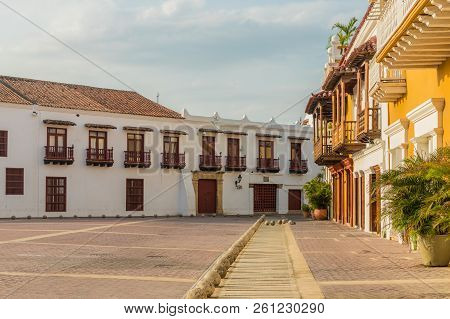 Cartagena Colombia. March 2018. A View Of Plaza Aduana In Cartagena In Colombia
