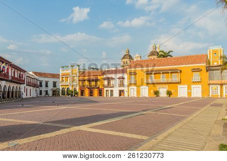 Cartagena Colombia. March 2018. A View Of Plaza Aduana In Cartagena In Colombia