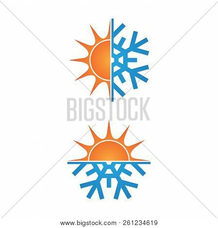 Climate Symbol Icon Winter And Summer Snow And Sun Vector Illustration. Weather Icon Symbol. Vector 