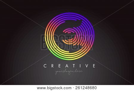 E Letter Logo Design With Colorful Rainbow Circular Shapes. Vigrant Circle Letter Logo Vector Illust
