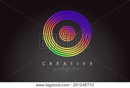 O Letter Logo Design With Colorful Rainbow Circular Shapes. Vigrant Circle Letter Logo Vector Illust