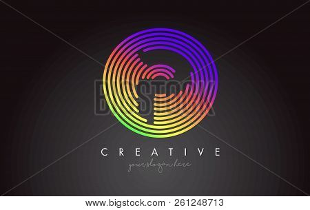 P Letter Logo Design With Colorful Rainbow Circular Shapes. Vigrant Circle Letter Logo Vector Illust