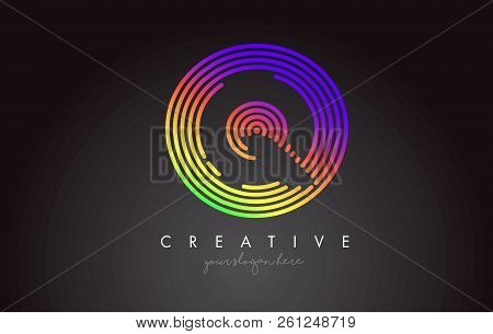 Q Letter Logo Design With Colorful Rainbow Circular Shapes. Vigrant Circle Letter Logo Vector Illust