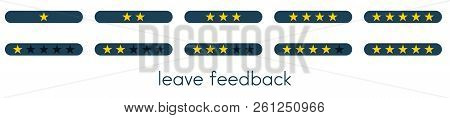 Leave Feedback. Vote Scale With Blue Buttons With Gold Stars.