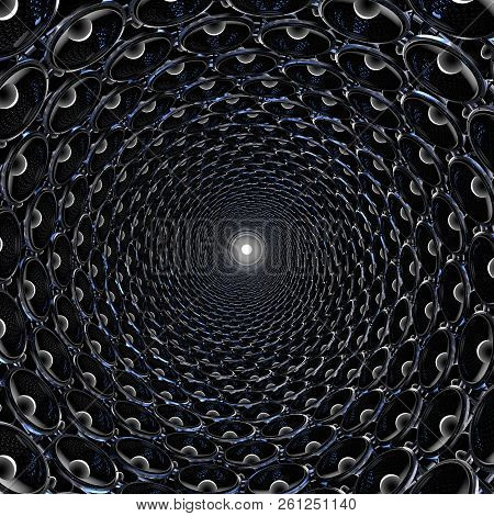Big Speaker With Speakers On A Circle. 3d Illustration.
