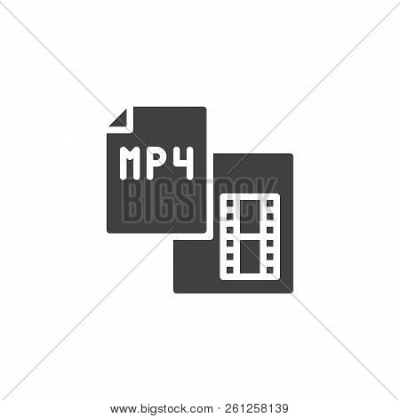 Mp4 File Format Vector Icon. Filled Flat Sign For Mobile Concept And Web Design. File Document Movie