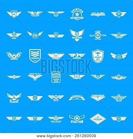 Airforce Military Army Badge Logo Icons Set. Simple Illustration Of 36 Airforce Military Army Badge 