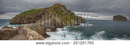 San Juan De Gaztelugatxe Church Long Exposure Wide Panorama