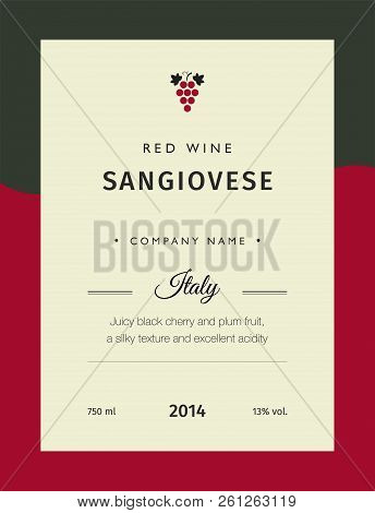 Red Wine Labels. Premium Template Set. Clean And Modern Design. Italy Red Wine Label Sangiovese.