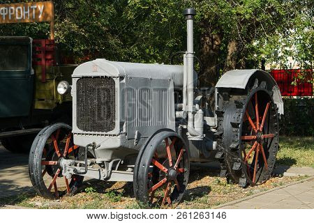 Orenburg, Russia - 26 August, 2018: The First Russian Tractor Stz-1 Volgograd Tractor Plant Intended
