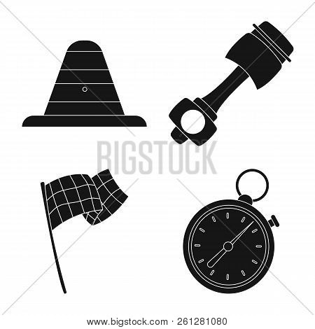 Isolated Object Of Car And Rally Sign. Set Of Car And Race Vector Icon For Stock.