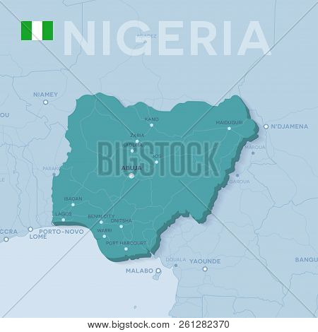 Verctor Map Of Cities And Roads In Nigeria.