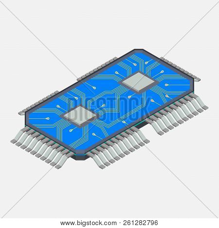 Micro Chip, Computer Chip, Electronics, Flat Style