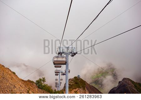 Ropeway On Top Roza Peak. Sochi, Krasnodar Krai, Russia