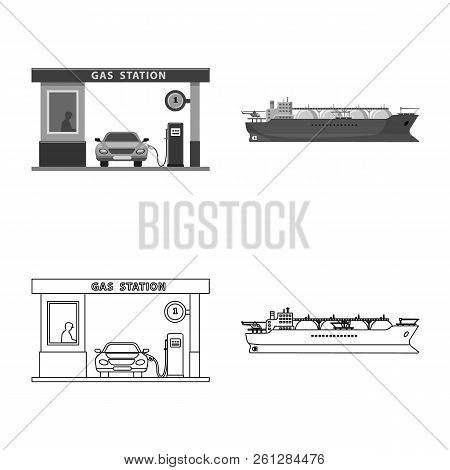 Vector Illustration Of Oil And Gas Logo. Set Of Oil And Petrol Stock Vector Illustration.