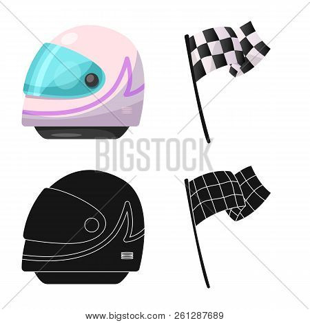 Vector Illustration Of Car And Rally Icon. Set Of Car And Race Stock Symbol For Web.