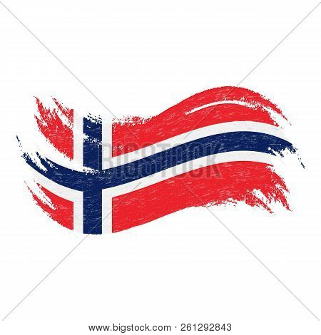 National Flag Of Norway, Designed Using Brush Strokes, Isolated On A White Background. Vector Illust