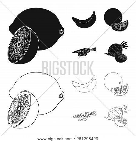 Vector Design Of Vegetable And Fruit Icon. Set Of Vegetable And Vegetarian Vector Icon For Stock.